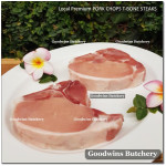 Pork CHOP SKIN OFF T-BONE (with tenderloin) 3/4" 2cm frozen Local Premium (price/pack 700g 2pcs)